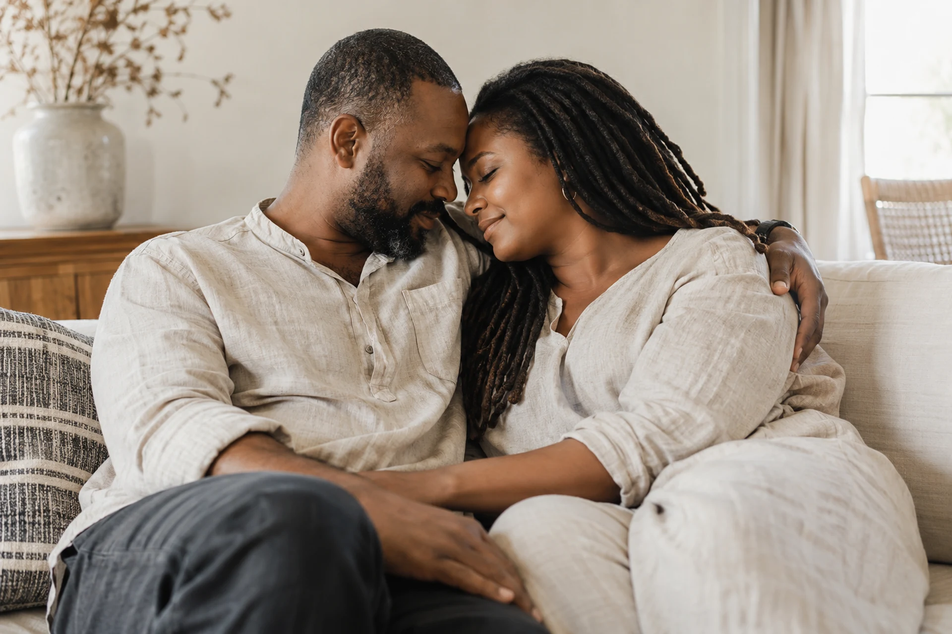 A couple sharing a tender moment — an illustration of intimate harmony