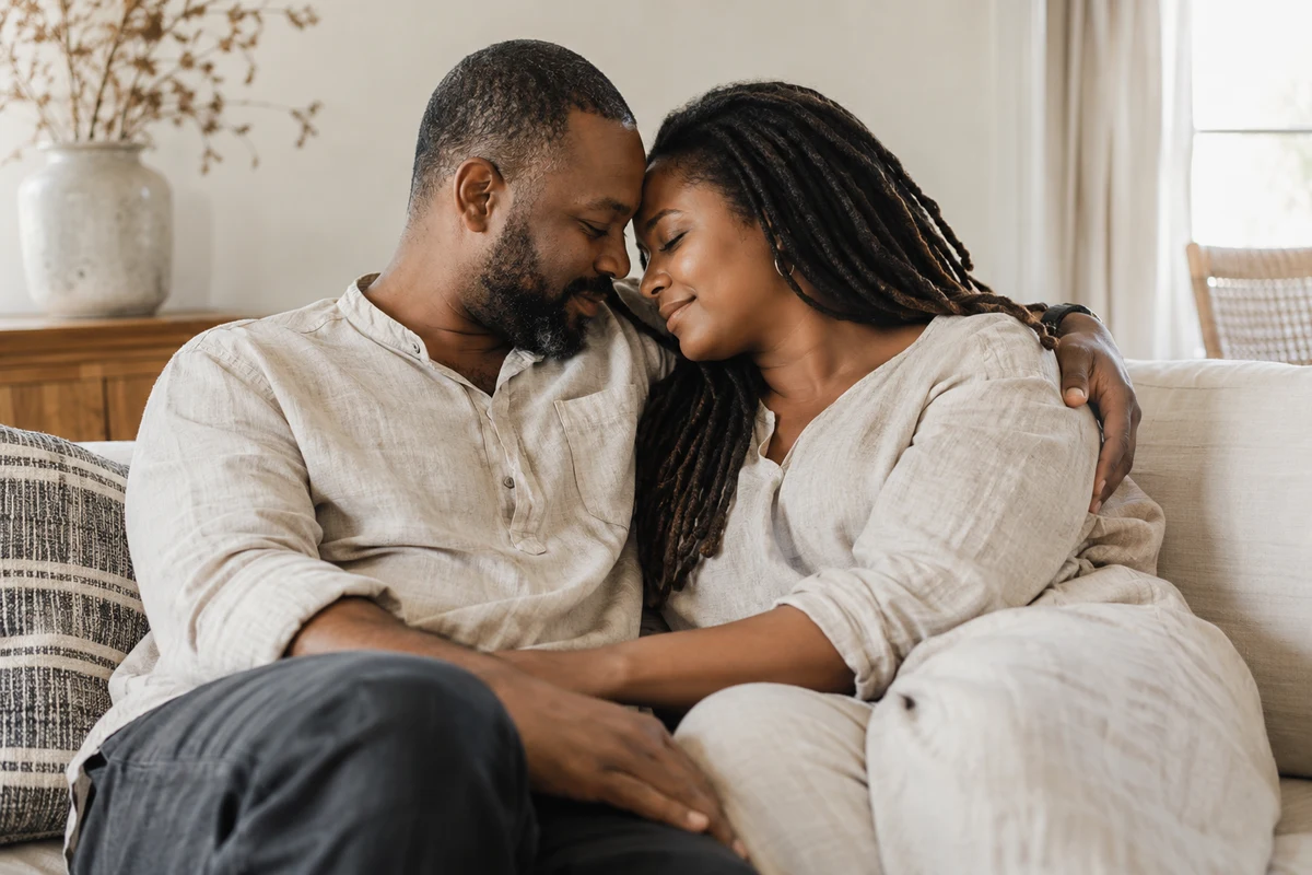 A couple sharing a tender moment — an illustration of intimate harmony